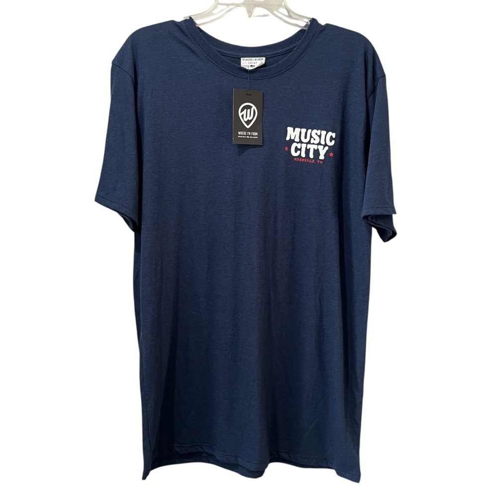 NEW Where I’m From shirt Nashville TN Navy Blue Short Sleeve Music City Large